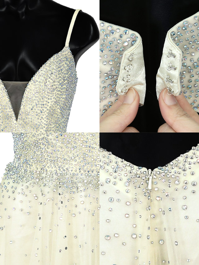 LAブランド直輸入 スパンコールデザインゴージャスチュールAラインロングドレスの商品詳細