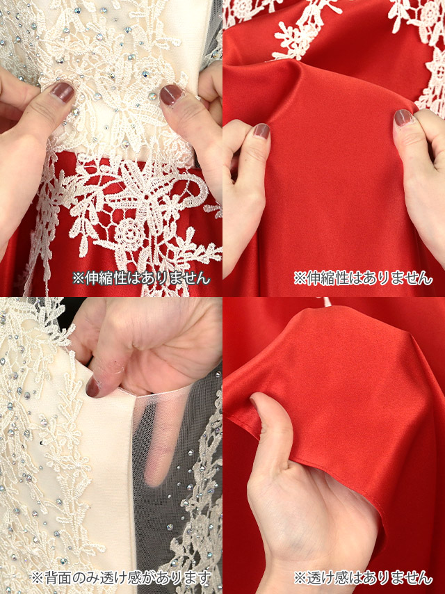 刺繍リーフレースノースリーブバイカラーAラインロングドレスの商品詳細2