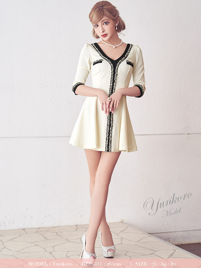 韓国ドレス Aラインフレアミニドレス
