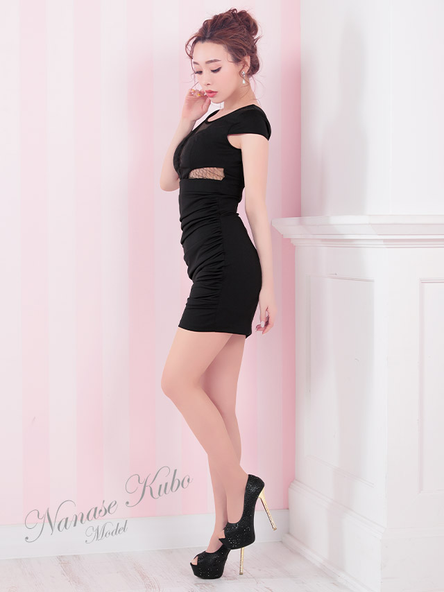 韓国ドレス ワンカラーシースルータイトセクシーミニドレス