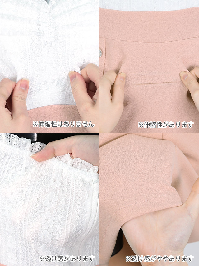 ペンタゴンネックパステルバイカラー袖ありタイトミニドレスの商品詳細2
