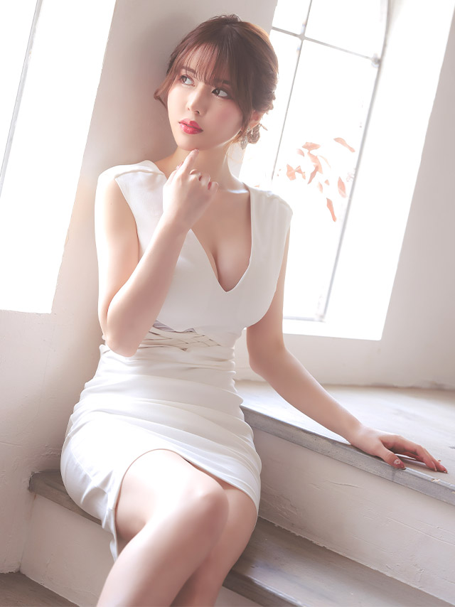 韓国ドレス Vネックノースリーブウエストシースルークロスデザインワンカラーアシメタイトドレス