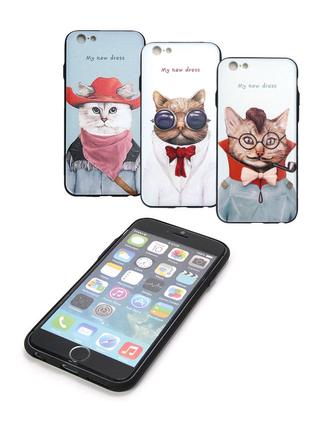 [スマホケース]  iphone6/6s猫キャラクタープリントシェルアイフォンケース(3pattern) [Tika/ティカ]
